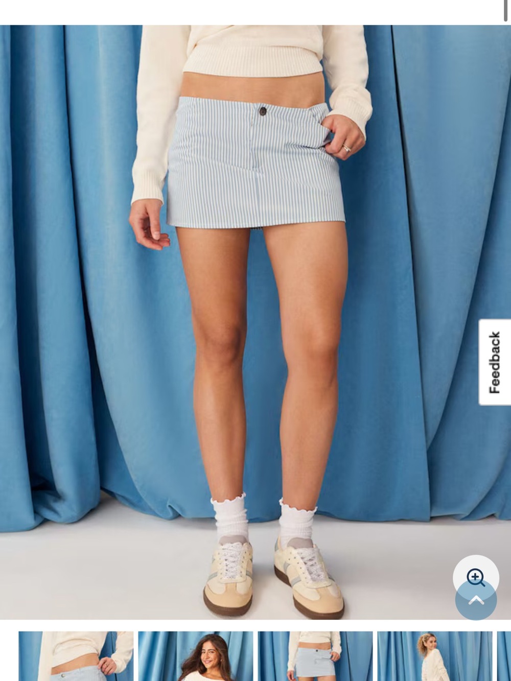Aeropostale Demetria Collection Light Blue & White Striped Mini Skirt